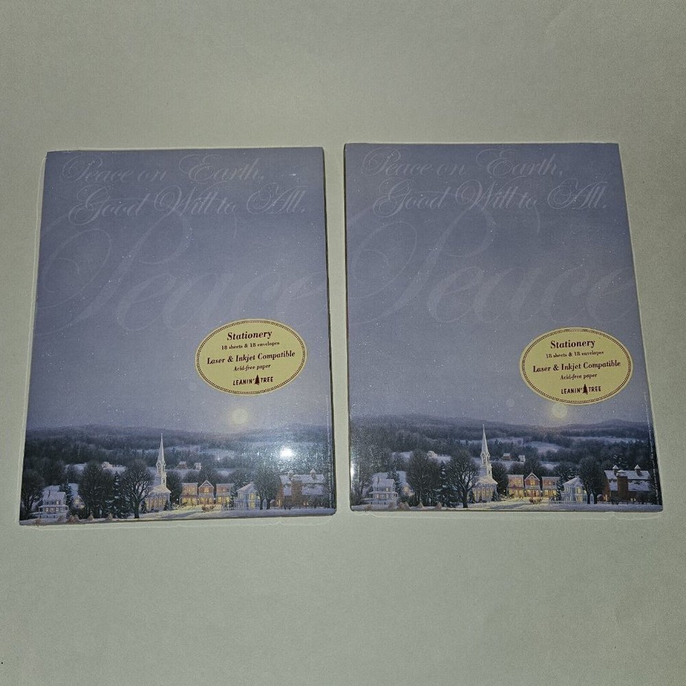 NEW 2 Packs Leanin Tree Stationary Lot Christmas Village 8.5x11 Sheets Envelopes